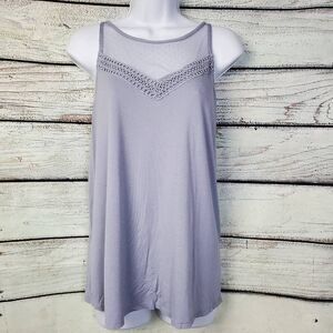 Maurices Lavender Purple Mesh Yoke Lace Trim Sleeveless Tank Top Size XL